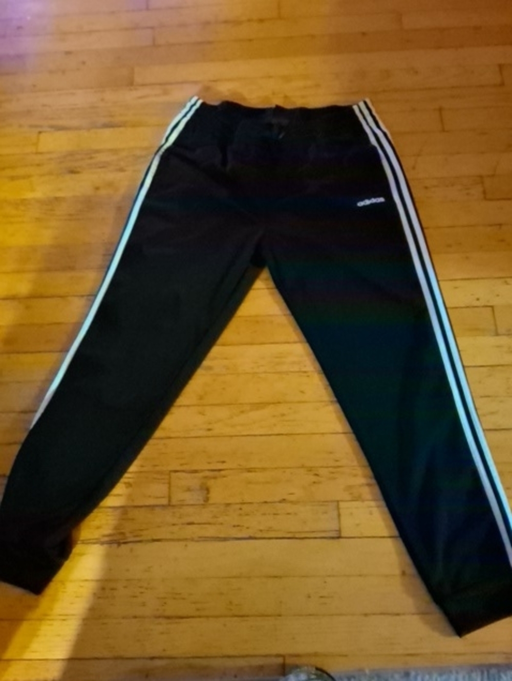 👟adidas Black Joggers with White Side Stripes